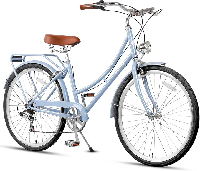 AVASTA Astrid Vela Hybrid Bike for Adult Women Female Lightweight Step Through 26 Inch High Tensile Steel Frame City Commuter Comfort Lady Bicycle, 6-Speed, Multiple Colors
