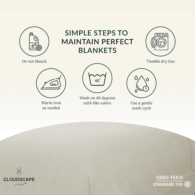 Cloud Scape Linen Herringbone Cotton Throw Blanket for Couch, Bed,Sofa, Home Decor, Soft, Lightweight, All-Season Bed Blanket, 50 x 70,Beige Fog