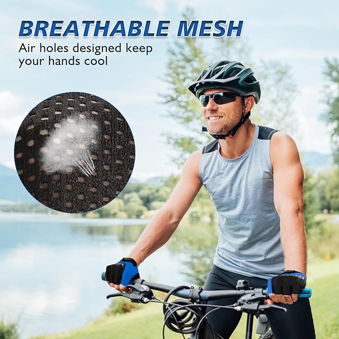 Cycling Gloves with Shock-Absorbing Pad, Extra Grip, Flexible Fit, Light Weight, Breathable for Men and Women Mountain Biking