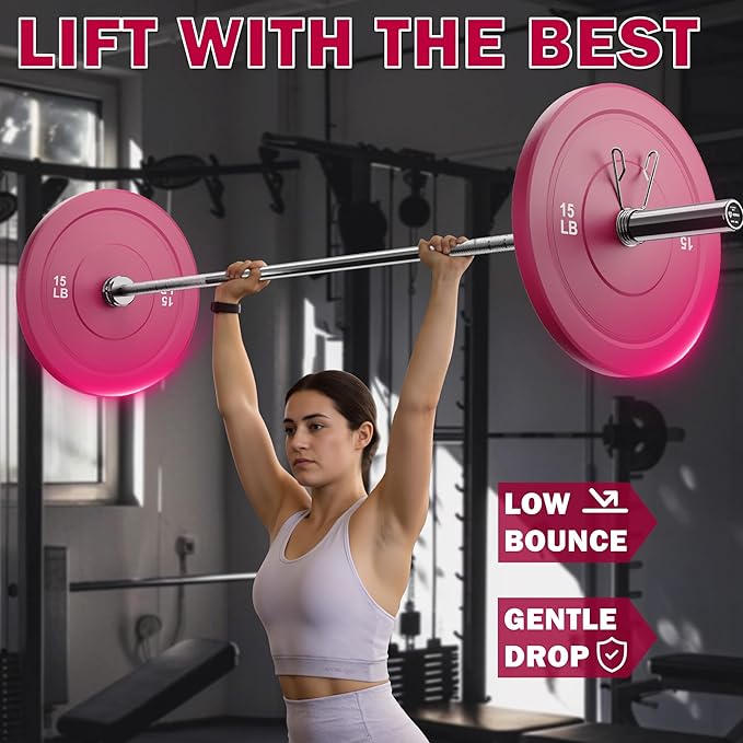 Colored Bumper Weight Plates Olympic Weight Plate Set 2-Inch, 10/15/25 lb Rubber Weight Plates Set for Strength Training Home Gym, Barbell Weights Plates for Heavy Weight Lifting