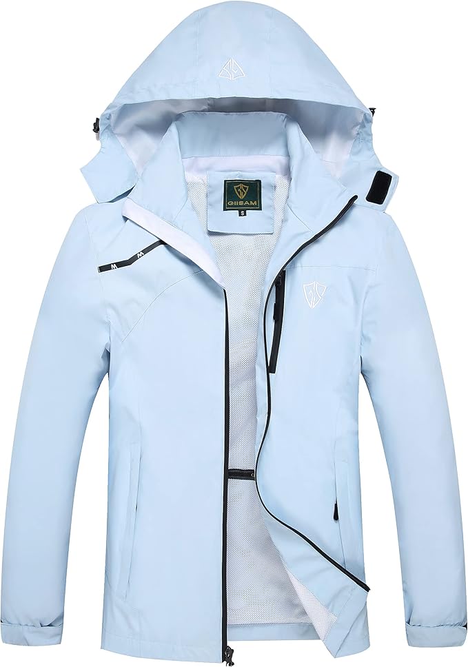 GIISAM Mens Windproof Jacket Waterproof Lightweight Mountain Sport Jacket for Men Hooded Windbreaker Raincoat