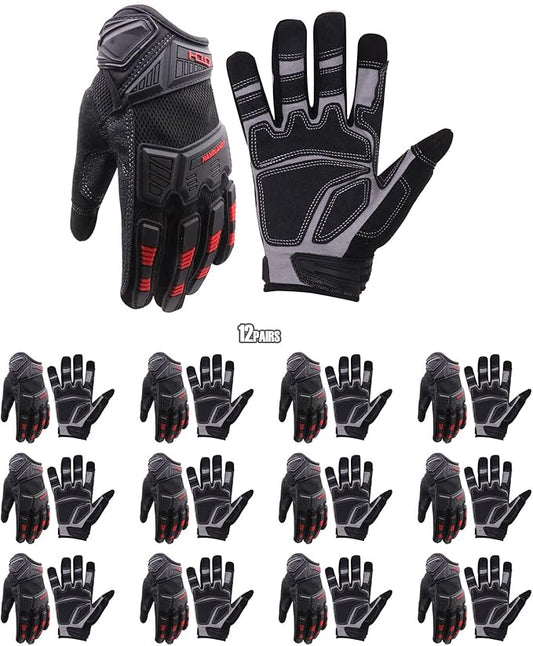 HANDLANDY Mens Work Gloves Touch screen, Utility Mechanic Gloves, Flexible Breathable Fit- Padded Knuckles & Palm