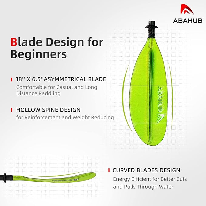 Abahub Kayak Paddle, 90.5 Inches Kayaking Oars for Boating, Canoeing with Free Paddle Leash, Aluminum Alloy Shaft Black/Blue/Green/Orange/Yellow Plastic Blades