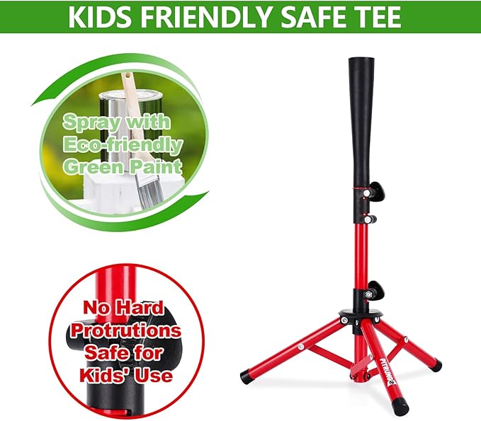 Baseball Softball Tee for Kids Toddles 3-10 Years Batting Hitting Tee T Ball Set Stand for Baseball Trainer Easy Adjustable Height 20.5''-29.5''Portable w/Carry Bag for Indoor Outdoor