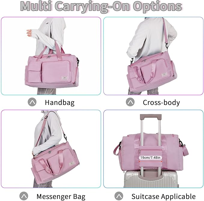 FIORETTO Women's Gym Duffle Bag with Shoes Compartment, 37L Capacity, Ideal for Travel, Gym, Sports, Duffel, Weekender