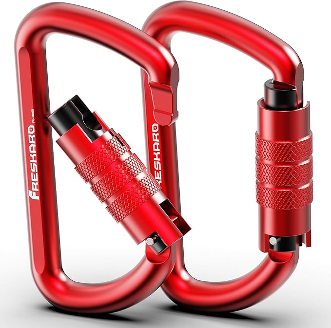 FresKaro 3inch 12kN-2698lbs Auto Locking Carabiner Clips, Solid D Shape, Heavy Duty 7075 Aluminum, Lightweight 1.09oz, Rust Proof, for Hammock, Hiking, Dog Leash, Keychain etc., Multi-Colors