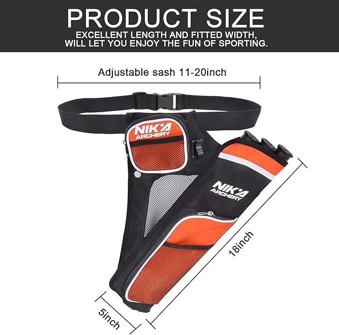 Archery Arrow Quiver Holder, 3-Tubes Hip Quiver Arrow Bag with Adjustable Belt for Youth & Adults Arrows Hunting Target Practicing