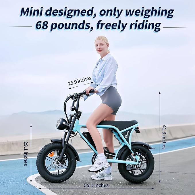 Electric Bike for Adults, Fat Tire EBike, 36V 10.4Ah Removable Battery, 500W Upgrade Motor, 20MPH Commuter Bike, V8 Mini Electric Bicycle for Mountains, Snow, Sand, Road