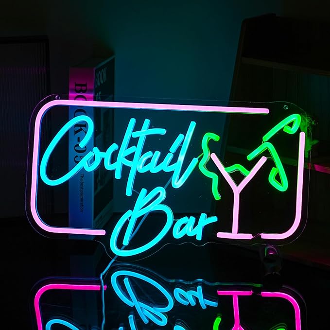 Cocktail Bar Neon Sign for Wall Decor Led Women Sign USB Goblet light up sign Dimmable Cocktail neon Light for Bar Club Pub Store Home Decor