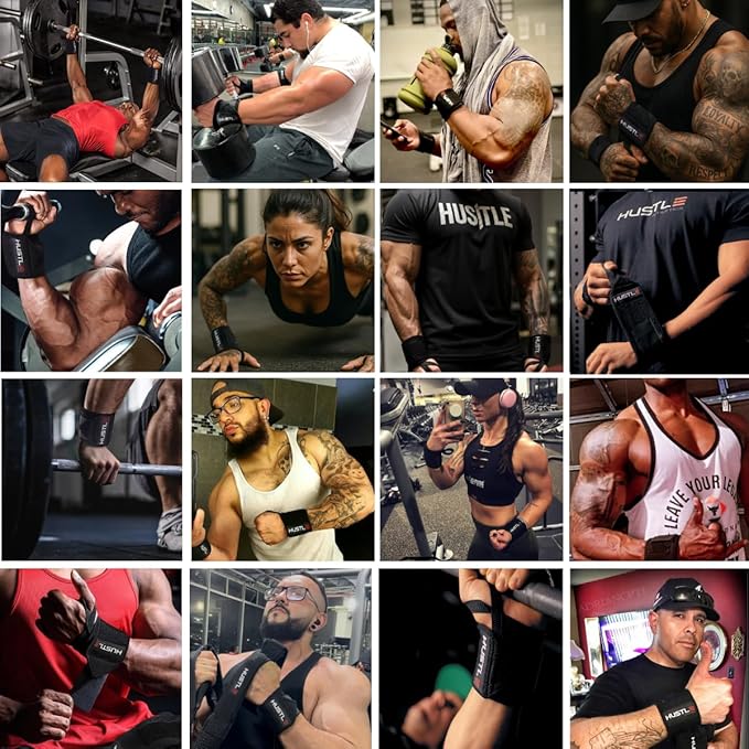 Hustle Athletics Wrist Wraps for Weightlifting – Max Wrist Support for Safe & Heavy Lifts, USPA Approved 18" & 12" Lengths, Thumb Loop Gym Straps for Powerlifting & Weight Lifting for Men and Women