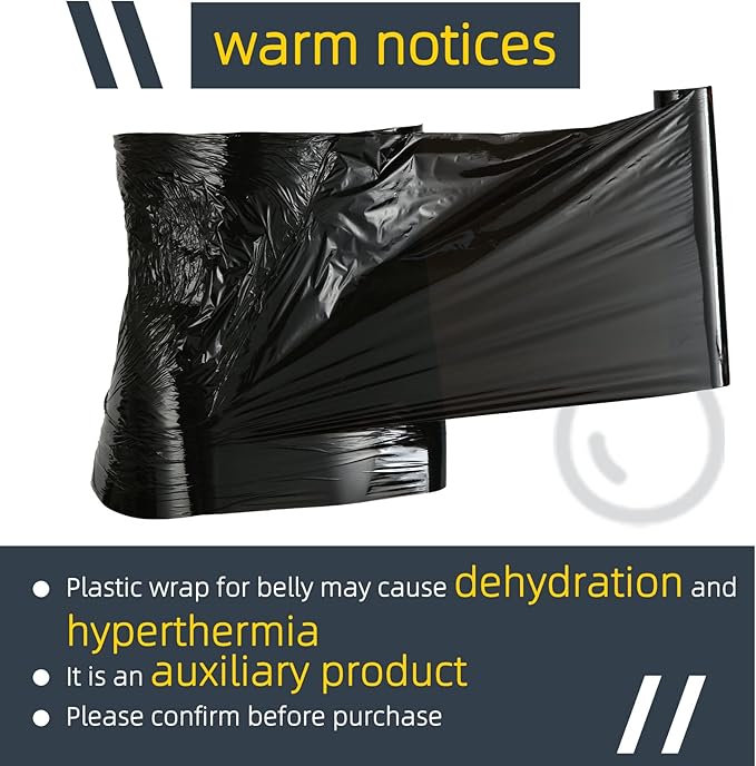 60 Meters Black Osmotic Plastic Body Wrap, Workout and Sweat Enhancer Stomach Wrap Body Wrap Film Applicator Power Wrap(2 Rolls)