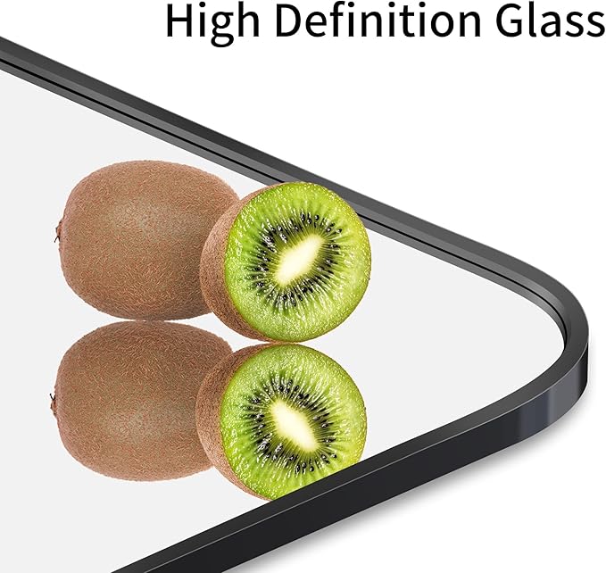 FORBATH Large Bathroom Mirror 48 x 36 Inches，Black Large Wall Mirror Aluminum Frame Wall Mounted Rounded Corner Morndern Mirror for Bathroom Bedroom Entryway Living Room