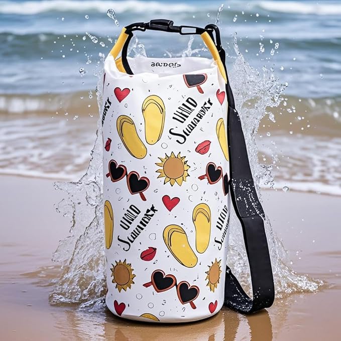 Dry Bag Waterproof,10L Roll Top Backpack Floating Dry Bag for Kayaking Boating Swimming Hiking Camping Outdoor Activities,White Summer