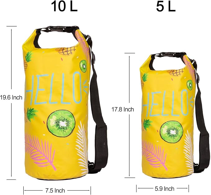 Dry Bag Waterproof,5L Roll Top Backpack Floating Dry Bag for Kayaking Boating Swimming Hiking Camping Outdoor Activities,Yellow Pineapple
