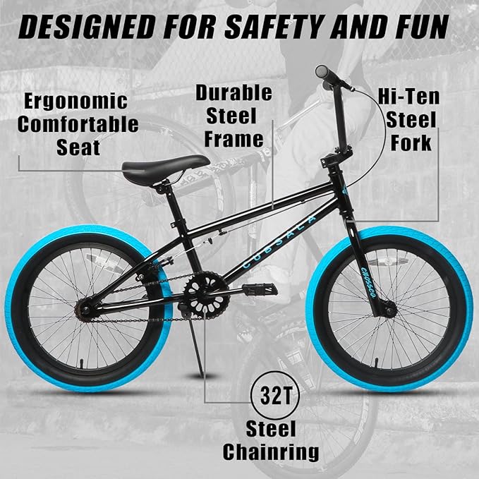 Freestyle BMX Bike, 18 20 Inch Kids Bicycle for 5-13 Years Old Kids and Beginner Level Rider, Multiple Colors