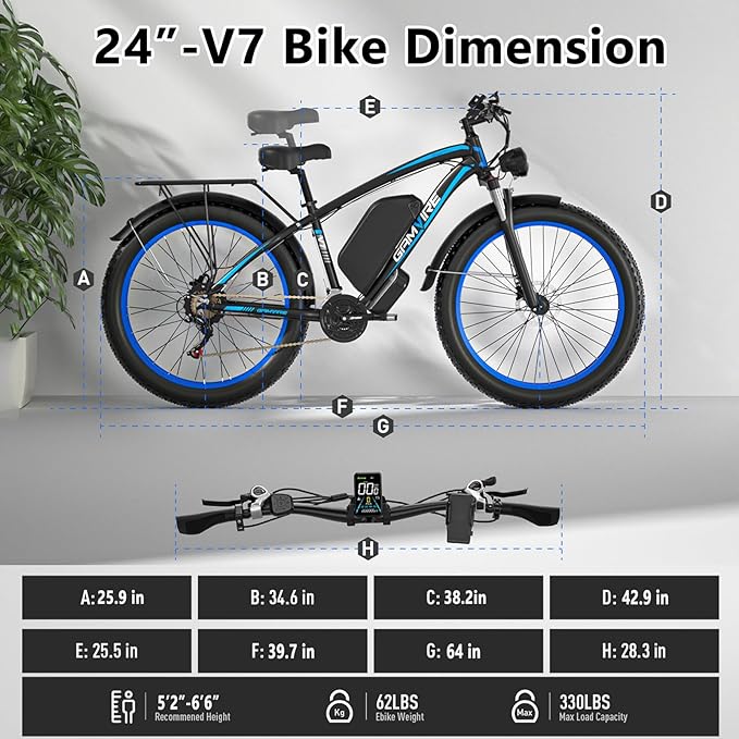 Ebike for Adults Electric, 52V 19.2Ah/32Ah, Peak 2000W/2500W E-Bike, 36/40MPH, 70 Miles/100Miles Long Range, Hydraulic Disc Brake, Off Road Snow Mountain E-Bike, 24"/26" Fat Tire Fast Electric Bicycle