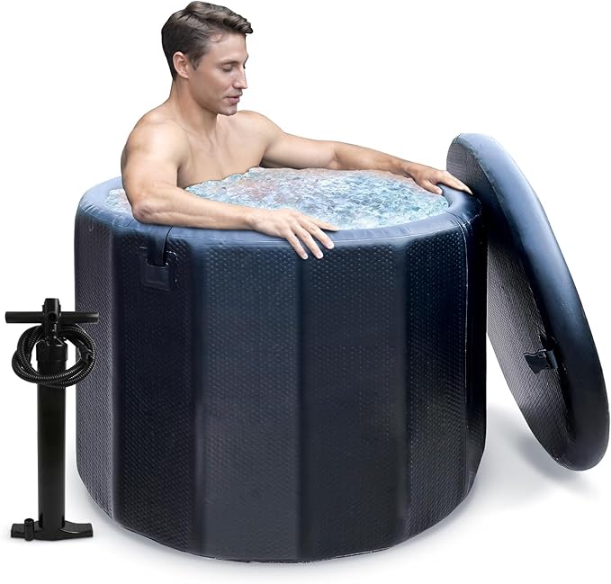 Cold Plunge Tub for Athletes, 100 Gallon Inflatable Ice Bath Tub Water Chiller Compatible, Portable Ice Tubs for Cold Plunge with Insulated Lid for Outdoor & Indoor Recovery