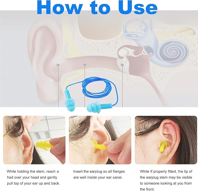 Ear Plugs for Swimming,Sleeping Noise Cancelling,Snoring,Shoting,Working, Reusable Silicone Earplugs, Super Soft Ear Plug for Noise Reduction, Ears Protection (6 Colors)