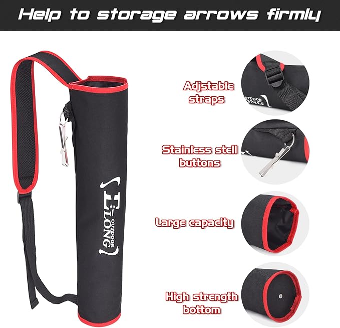 Elong Adjustable Archery Back Arrow Quiver Holder - Upgraded Quiver Arrows for Compound Recurve Bow and Hunting Target Practicing Youth and Adults
