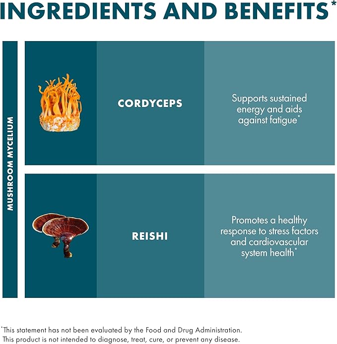 Host Defense CordyChi Capsules - Energy & Immune Support Supplement - Cordyceps & Reishi Mushroom Supplement for Relaxation & Respiratory Support - Aids Against Tiredness - 60 Capsules (30 Servings)*