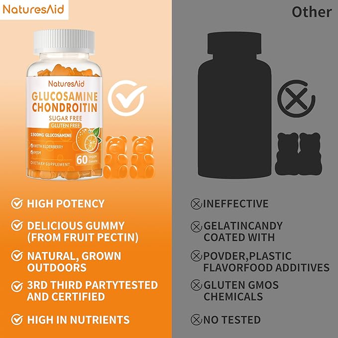 Glucosamine Chondroitin Gummies with MSM & Elderberry Extra Strength - Joint Support, Antioxidant Immune Support Supplement for Adults, Men & Women.(2 Pack)