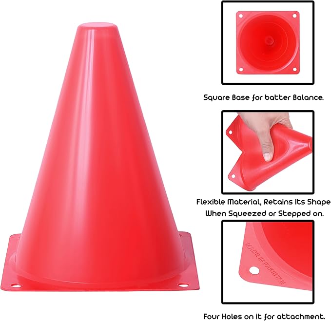 Cones for Sports Training, 7 Inches Tall & Visible, Durable and Easy to Handle Sports Cones, Ideal for All Kinds of Training Cones Activities and Field Practice Sport
