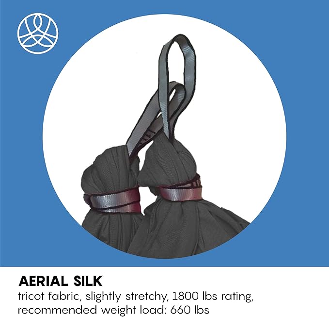 Aerial Silk Yoga Hammock & Swing for Home, Inversion Exercises, Starter Kit for All Levels - Durable with Extension Straps, Carabiners, and Pose Guide