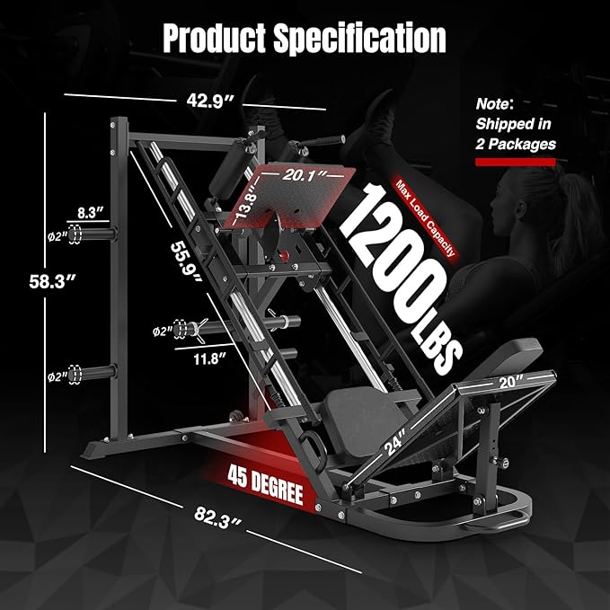 Dripex Leg Press Machine, Leg Press Machines for Home Gym, Professional Leg Press Hack Squat Machine Combo with 4 Weight Plate Storage Holders for Full Lower Body Workout