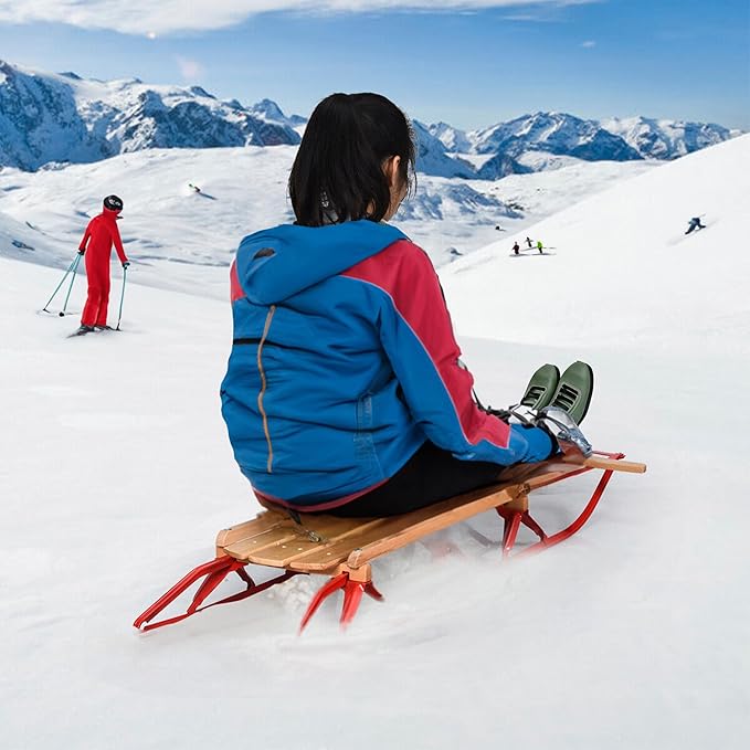 Flexible Flyer Metal Runner Sled. Steel & Wood Steering Snow Slider