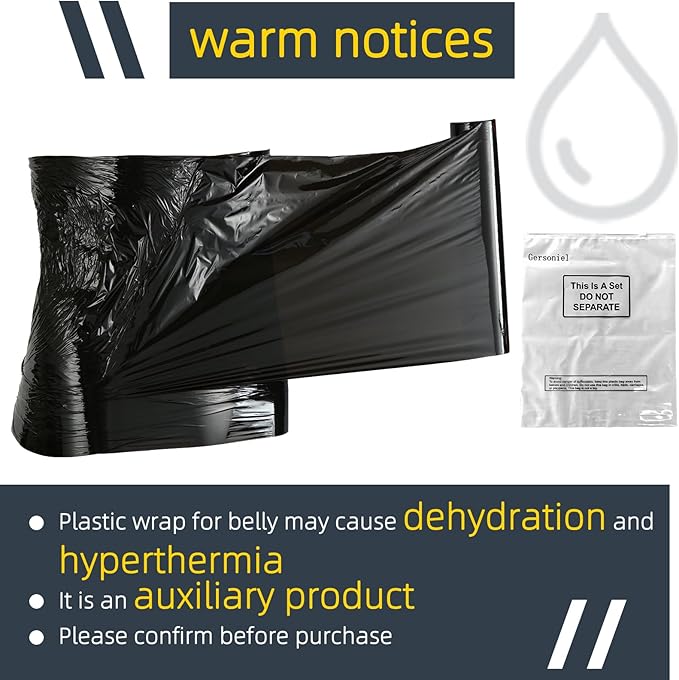 60 Meters Black Osmotic Plastic Body Wrap, Workout and Sweat Enhancer Stomach Wrap Body Wrap Film Applicator Power Wrap(3 Rolls)