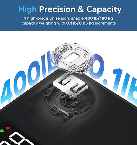 GE Smart Scale for Body Weight: Body Fat Scales Bathroom with BMI Muscle Mass 14 Body Composition Metrics with Large Display Accurate Bluetooth Weighing Machine with App 400 lbs