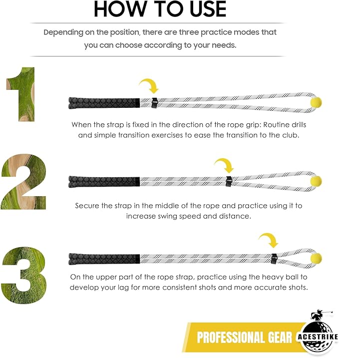 Golf Rope Swing Trainer, Golf Tyro Posture Corrector Professional Golf Training Aid, Master Tempo Golf Warm-Up Practice Equipment with Weighted Ball for Golfers of All Levels