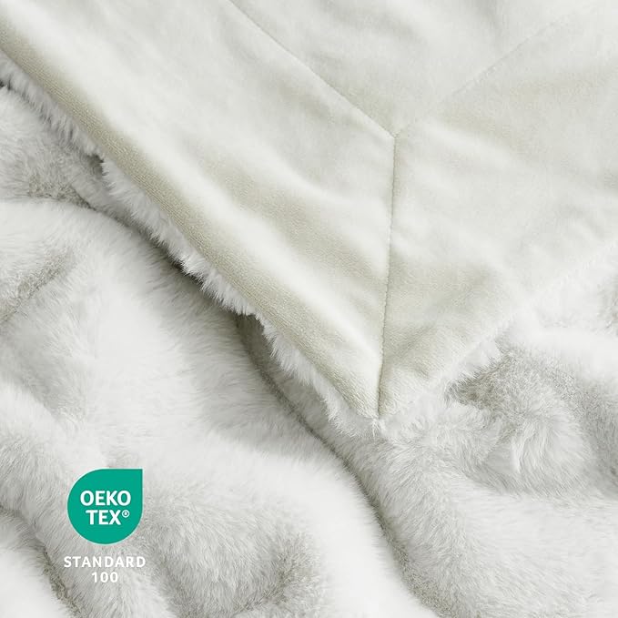 Cozy Bliss Faux Fur Throw Blanket for Couch, Cozy Soft Plush Thick Winter Blanket for Sofa Bedroom Living Room, 60 * 80 Inches Beige