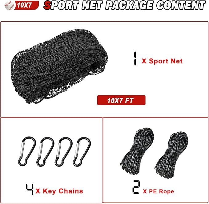 Baseball Softball Backstop Nets,Sports Net,Sports Netting Barrier,Sports Netting for Backyard,Twisted Knotted PE Net