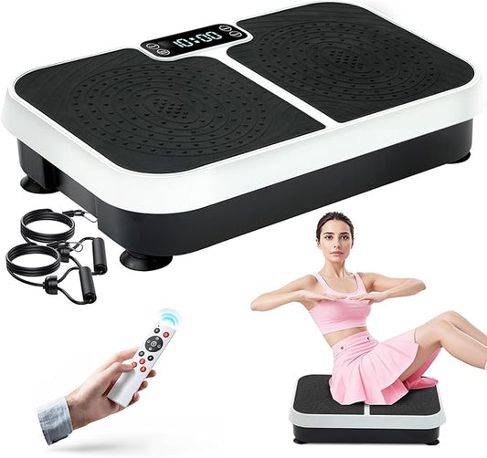 Homesy Vibration Plate Exercise Machine, Vibrating Plate for Lymphatic Drainage, Full Body Shaking Workout Fitness Platform Board, Sport Gym Equipment for Weight Loss Fat Burner for Women Men