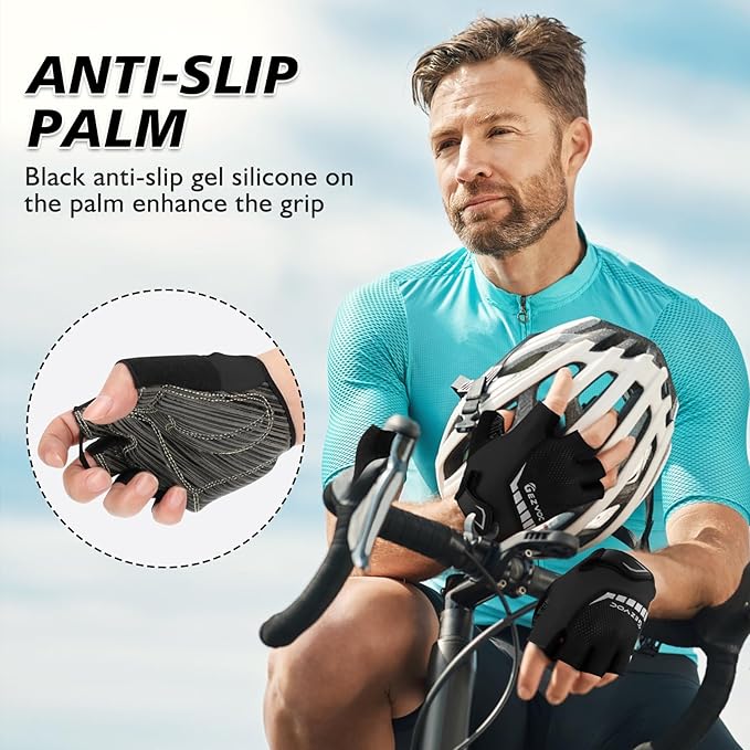 Cycling Gloves with Shock-Absorbing Pad, Extra Grip, Flexible Fit, Light Weight, Breathable for Men and Women Mountain Biking