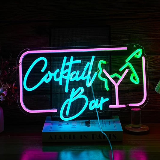 Cocktail Bar Neon Sign for Wall Decor Led Women Sign USB Goblet light up sign Dimmable Cocktail neon Light for Bar Club Pub Store Home Decor