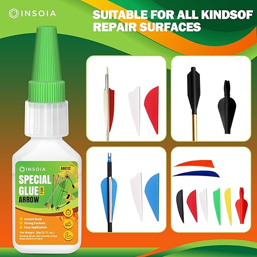 Arrow Fletching Glue, 20g Clear Fast-Dry Insert Adhesive for Arrow Vanes, Feathers & Fletching ??Super Bond Arrow Glue for Carbon, Aluminum & Wood Shafts, Waterproof & Precision Tip