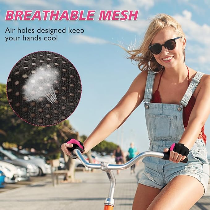 Cycling Gloves with Shock-Absorbing Pad, Extra Grip, Flexible Fit, Light Weight, Breathable for Men and Women Mountain Biking