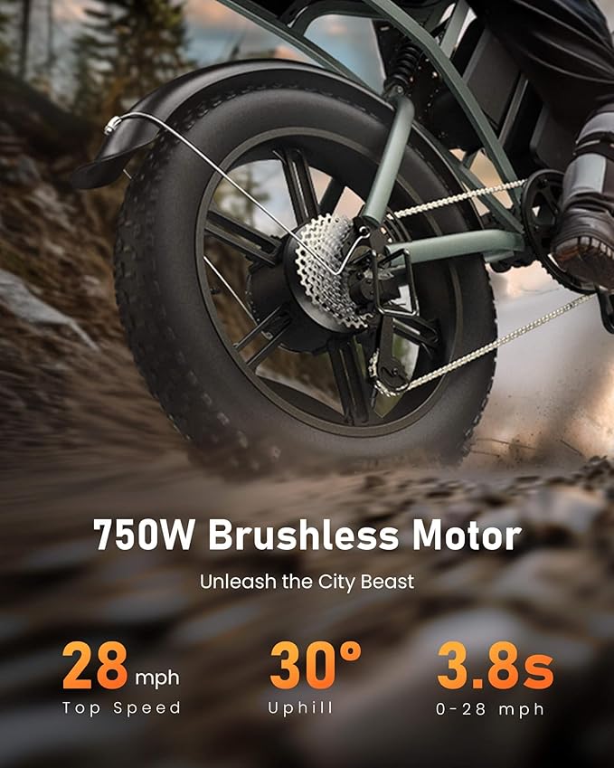 Electric Bike for Adults,Peak 1000W/1500W Motor,20/28MPH 55-150Mile ebikes for Adults with 10.4AH/13AH/26AH Battery,20" Fat Tire Electric Dirt Bike Commuting Off Road Ebike, UL2849
