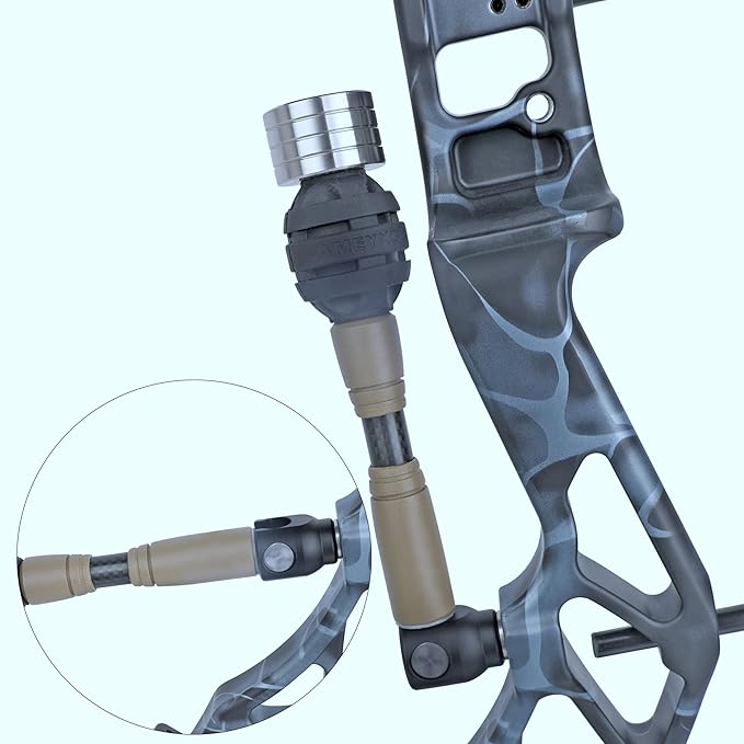 AMEYXGS Archery Bow Stabilizer for Compound Bow, 3K Carbon Fiber 6", 8", 10", 12" 15" Rods, Damping System, Weights Kit, Single Side V-Bar Mount,Quick Disconnect