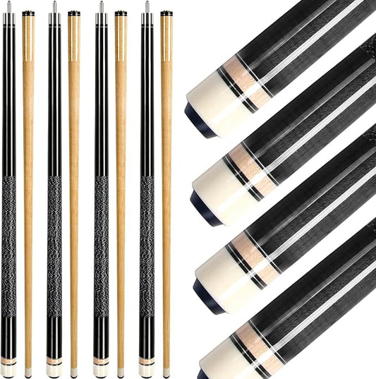 AKLOT Pool Cues,Set of 4 Pool 58" Cue Sticks Canadian Maple Wood Cue Stick for Professional Billiard Players 18 19 20 21 oz