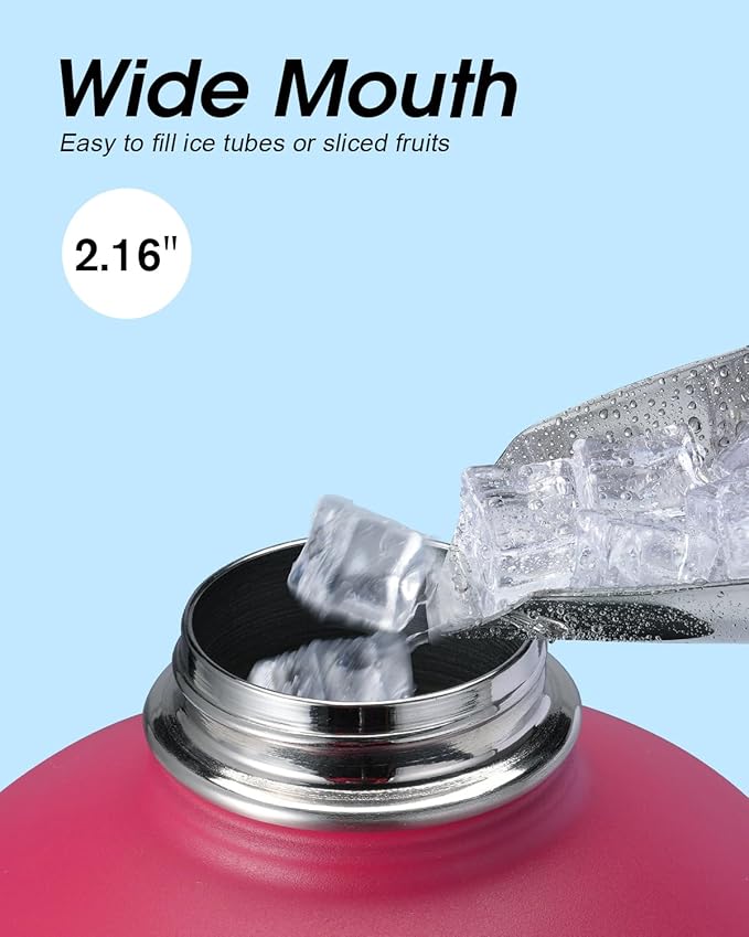 Coolflask 128 oz Gallon Water Bottle Insulated with Straw&3 Lids, Water Jug Large Stainless Steel Metal Vacuum Wide Mouth for Sports, Gym or Office, Non-BPA Keep Cold 48H Hot 24H, Ombre Wine/Navy