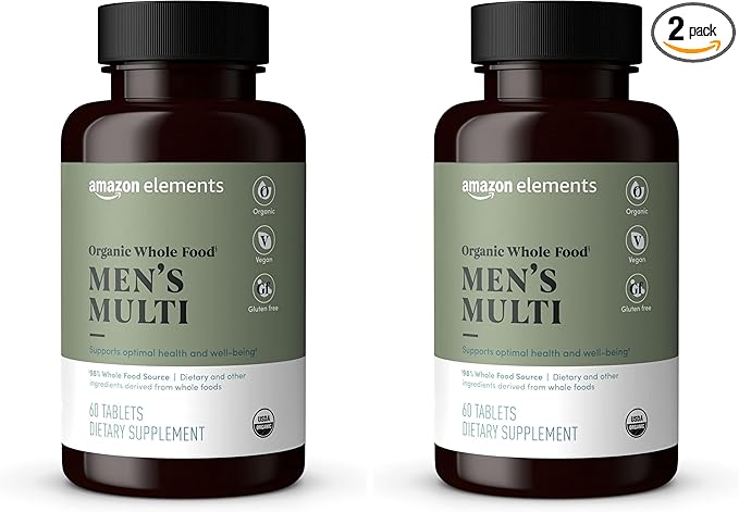 Amazon Elements Organic Whole Food Men's Multi, 60 Tablets (Pack of 2)