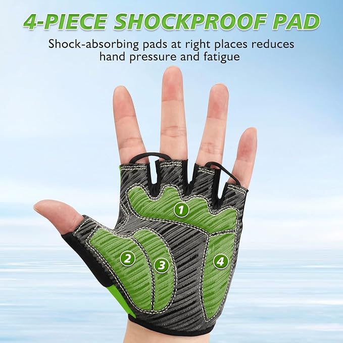 Cycling Gloves with Shock-Absorbing Pad, Extra Grip, Flexible Fit, Light Weight, Breathable for Men and Women Mountain Biking