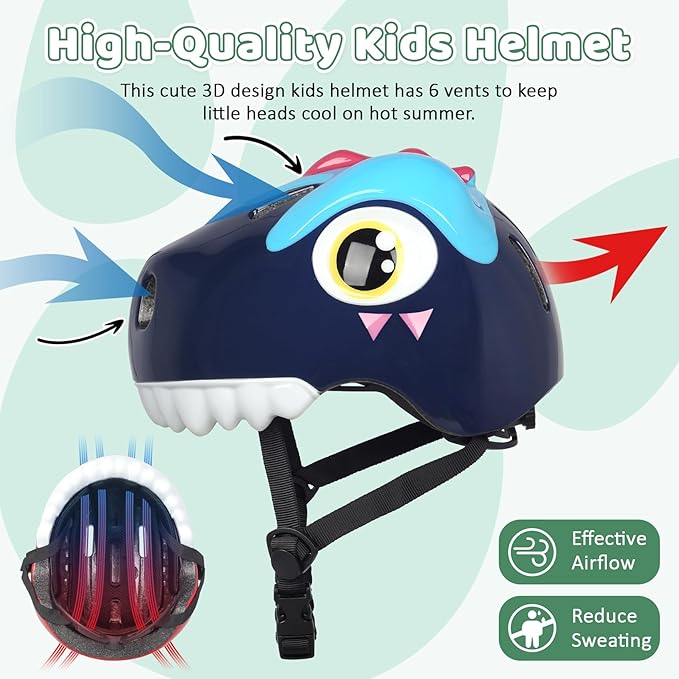 Dinosaur Bike Helmet for 1-3-5-8 Toddler Baby Kids, Lightweight Bicycle Helmet for Cycling Skateboard Roller Skate & Multi-Sports,2 Sizes for Boys and Girls