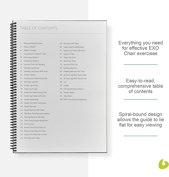 Balanced Body Exo Chair Guide, Pilates Exo Chair Guide for Workout Equipment, for Home Gym or Studio Use.
