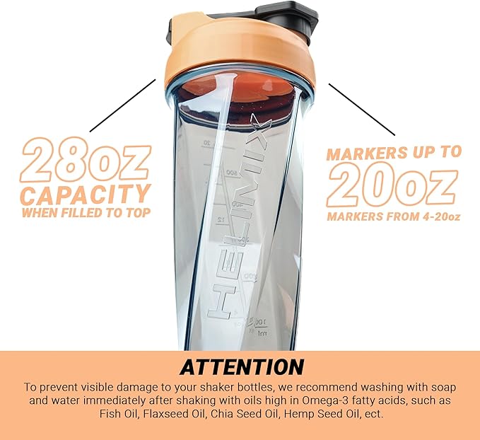 HELIMIX 2.0 Vortex Blender Shaker Bottle Holds upto 28oz | No Blending Ball or Whisk | USA Made | Portable Pre Workout Whey Protein Drink Shaker Cup | Mixes Cocktails Smoothies Shakes | Top Rack Safe