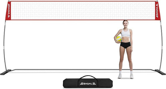 BAGAIL Volleyball Net, 12ft/20ft Portable Volleyball Net for Backyard - Adjustable Height, Heavy-Duty Frame, Freestanding Design - Portable Outdoor/Indoor Volleyball Set with Carry Bag