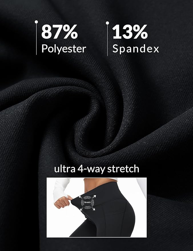 baleaf Women's V Crossover Flare Leggings with Pockets Yoga Pants High Waist Casual Workout Gym Bell Bottom Leggings